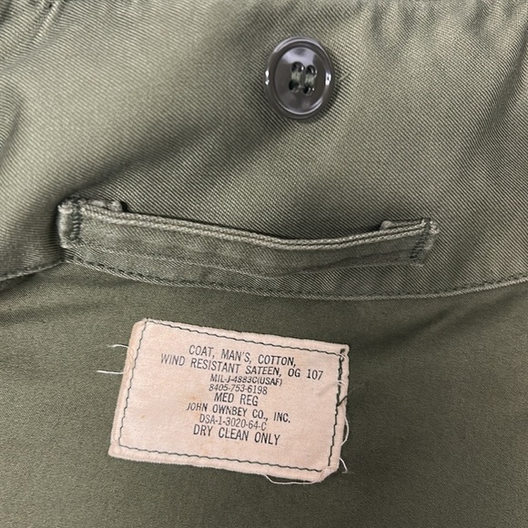 Men's Green Military Style Jacket Vtg 60's Vietnam War US Army Sateen Jacket - Picture 8 of 9